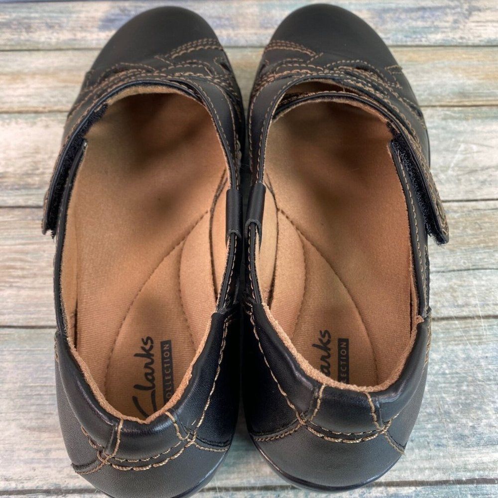 Clarks Womens Size 7M Loafers Comfort Shoes Black Leather Casual - Picture 5 of 11